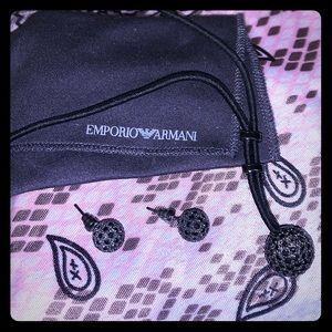 Emporio Armani black stone necklace and earrings.